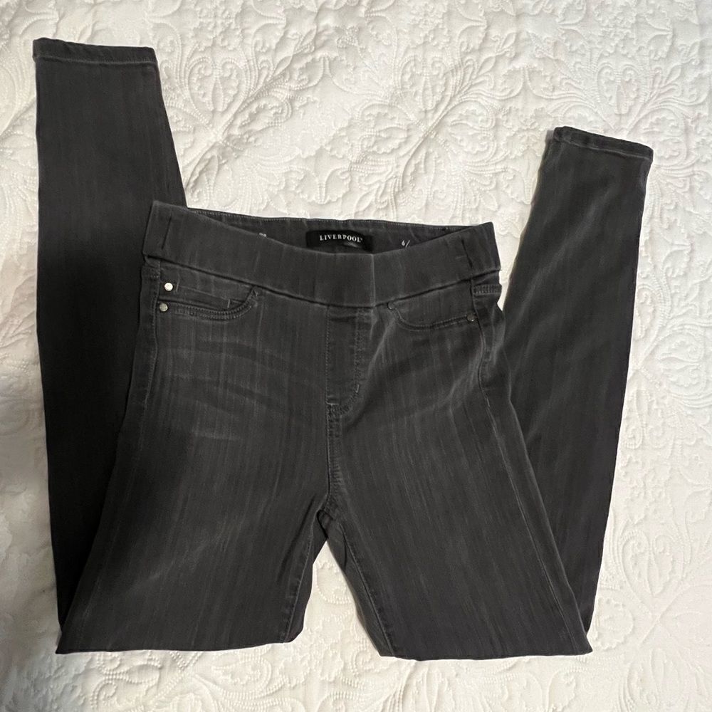 Liverpool the skinny pull-on washed black stretch high rise jeans size 6/28 - Picture 5 of 10